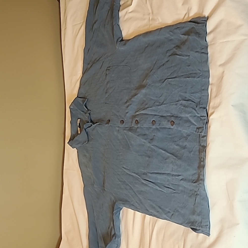 Tommy Bahama Mens Short Sleeve Polo Shirt Blue   100% Silk Sz L
